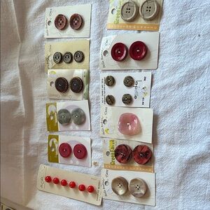 Assorted Button Collection in Red, Brown, and Gray